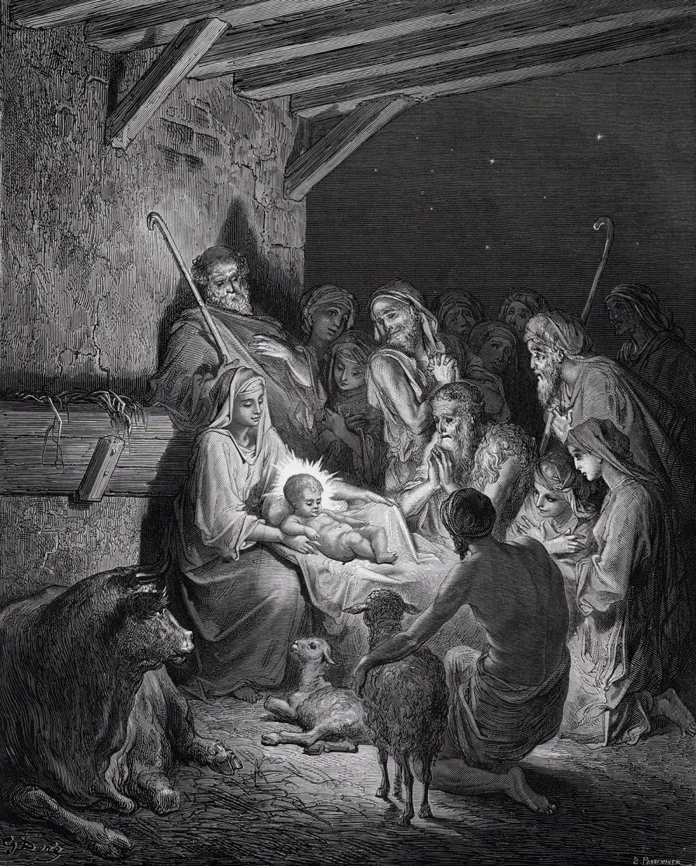 Gustave Doré | Gustave Dore 1800s Biblical Woodcut THE BIRTH OF JESUS ...