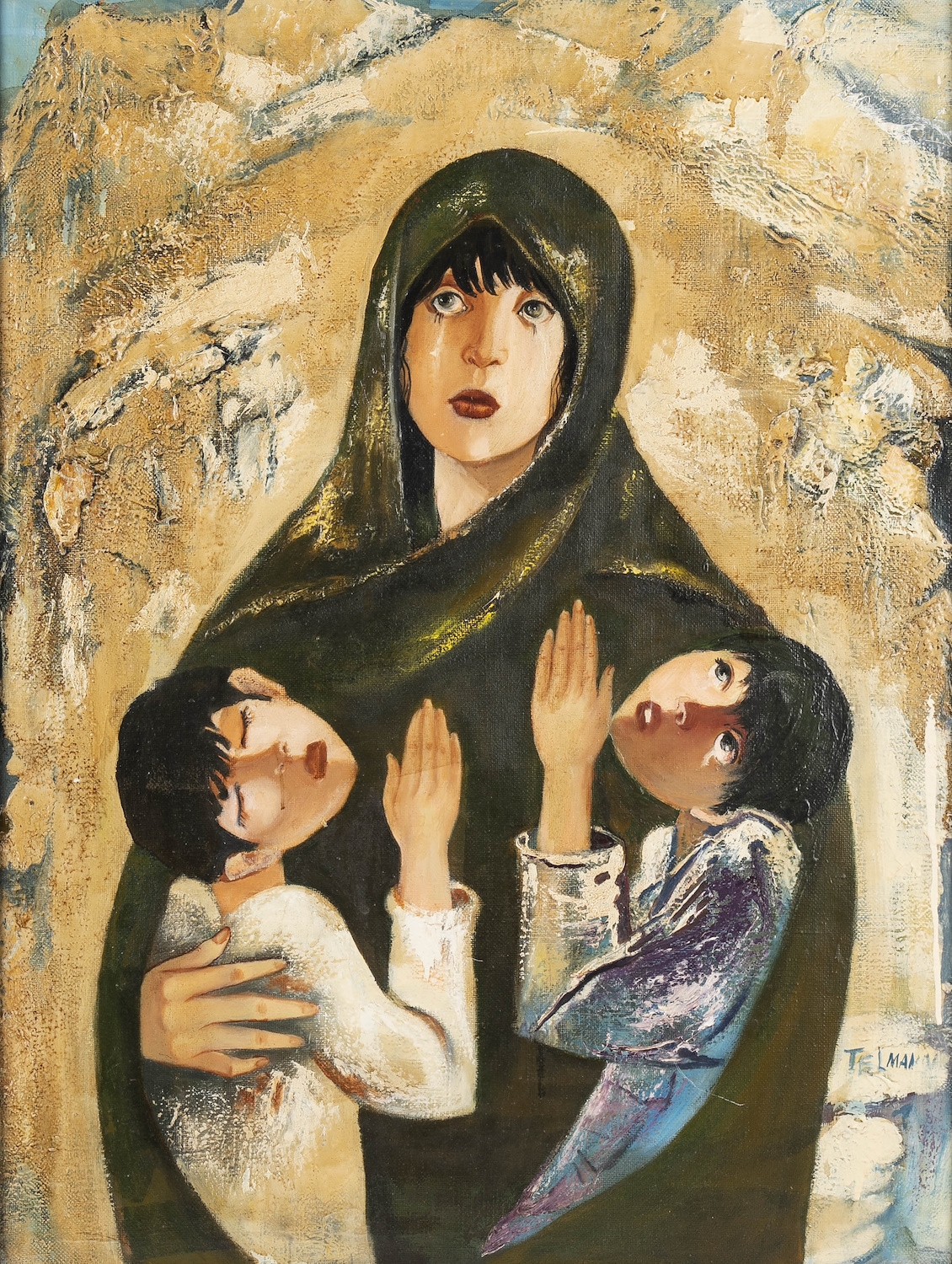 Artwork by Telman Baki, Anne ve Çocukları, Made of oil on canvas