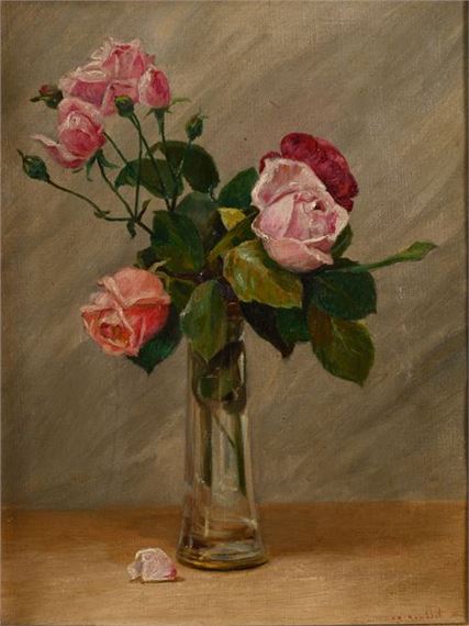 "Bouquet de roses by Charles Emmanuel Joseph Roussel