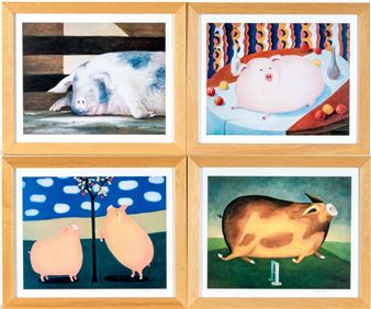 20th C.) Four Signed Prints Depicting Pigs - Roger Stark