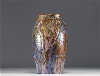 Francesco BENEDETTI (XXth) - Pupil of Arthur CRACO - Rare enamelled stoneware vase - Francesco Benedetti