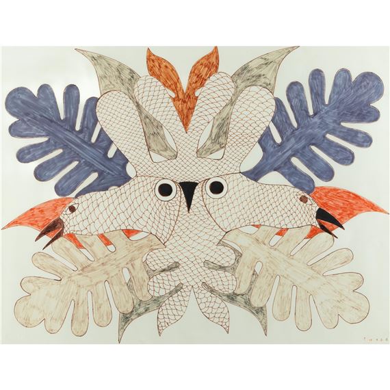 Kenojuak Ashevak ᑭᓄᐊᔪᐊ ᐊᓯᕙ, CC, RCA (1927-2013), BIRDS IN FOLIAGE #2, 1971 by Kenojuak Ashevak, 1971