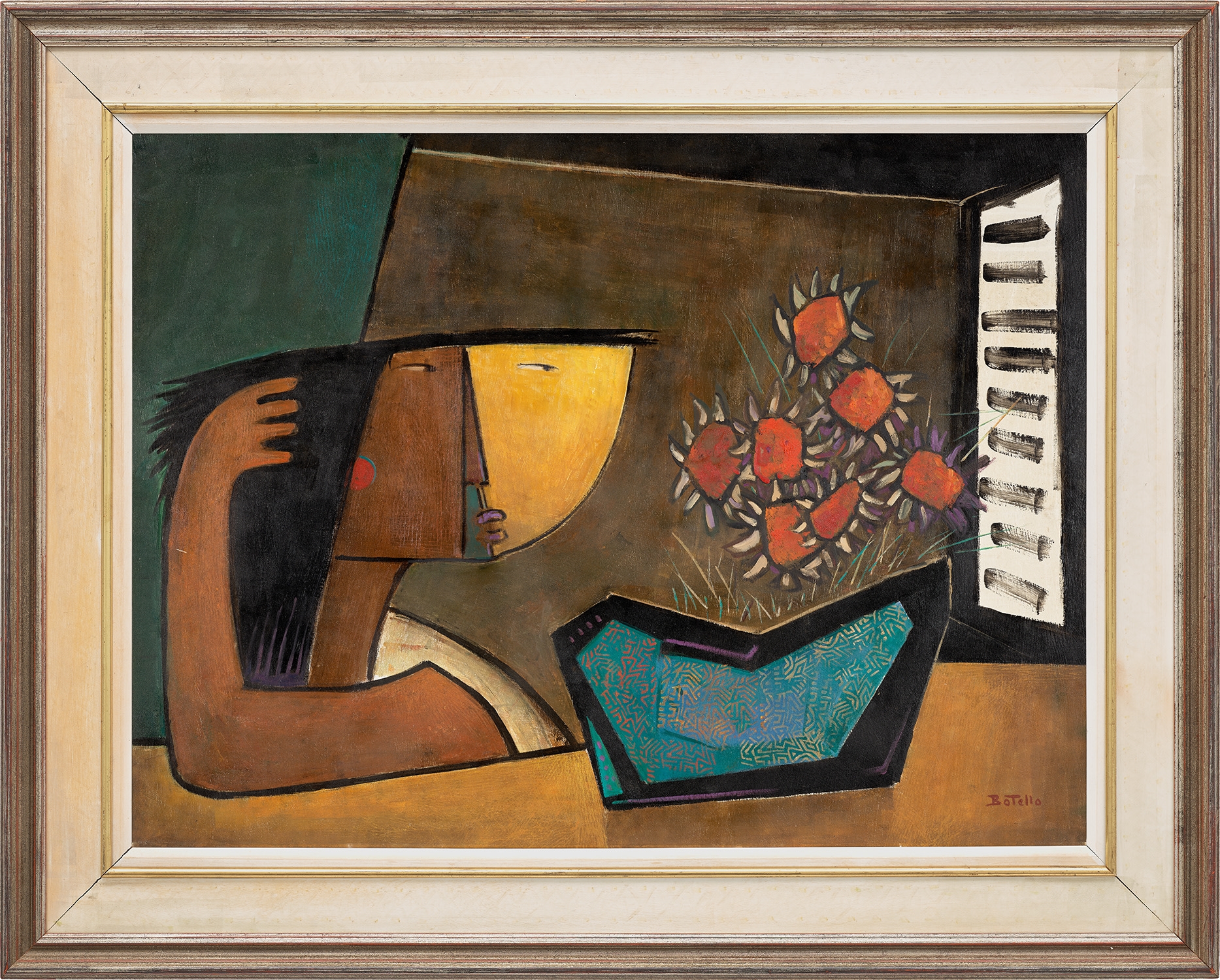 Ángel Botello | Girl with Flowers (Circa 1979) | MutualArt