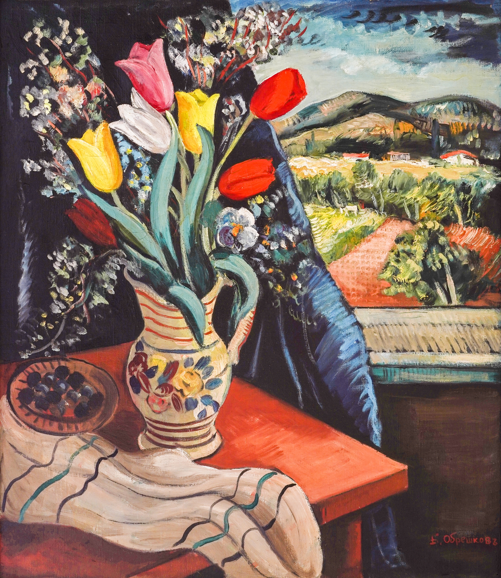 Bencho Obreshkov | Vase with tulips in the Rhodopes [1930's (Circa 17 ...