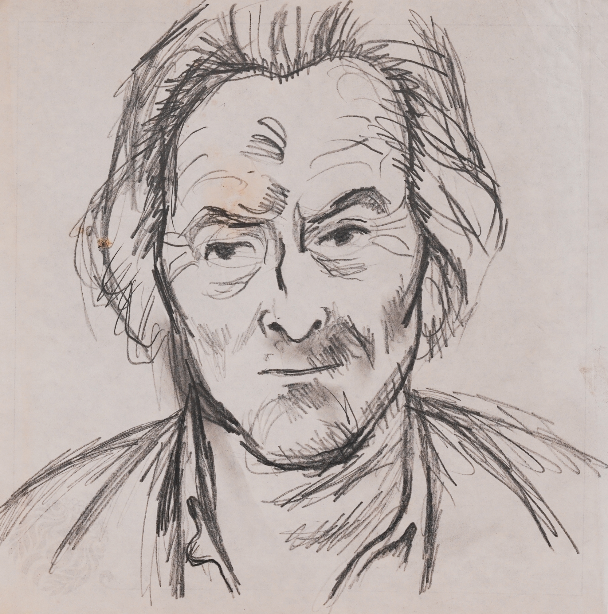 Artwork by Vasil Valchev, Portrait of the artist Genko Genkov [1980's, Made of pencil on paper