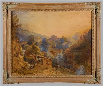 Animation dans le village de montagne - Eugène Edouard Soulès