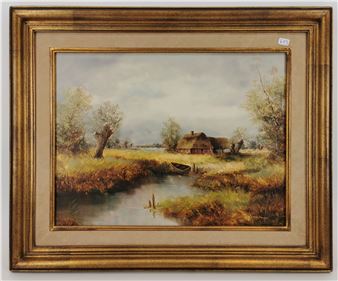 Uferlandschaft mit Gehöft - Gerhard Messmer