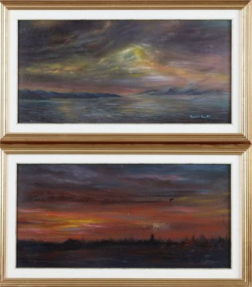 Paire de paysages, effet du soir et effet du matin