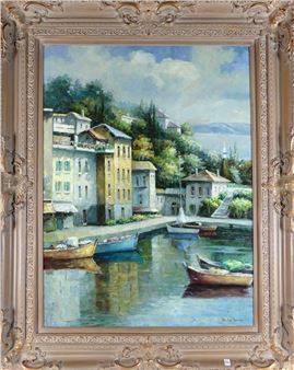 Signed by Walter Samuel and depicting a pleasing Mediterranean scene with canal - Walter Samuel