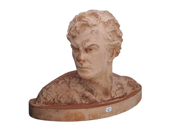 A BUST OF MAN IN PATINATED TERRACOTTA BY ALEXANDER ULIN, RUSSIAN - Alexander Alexandrovich Ulin