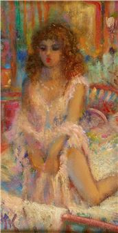 Jeune fille en déshabillée - Jean-pierre Kolasinski