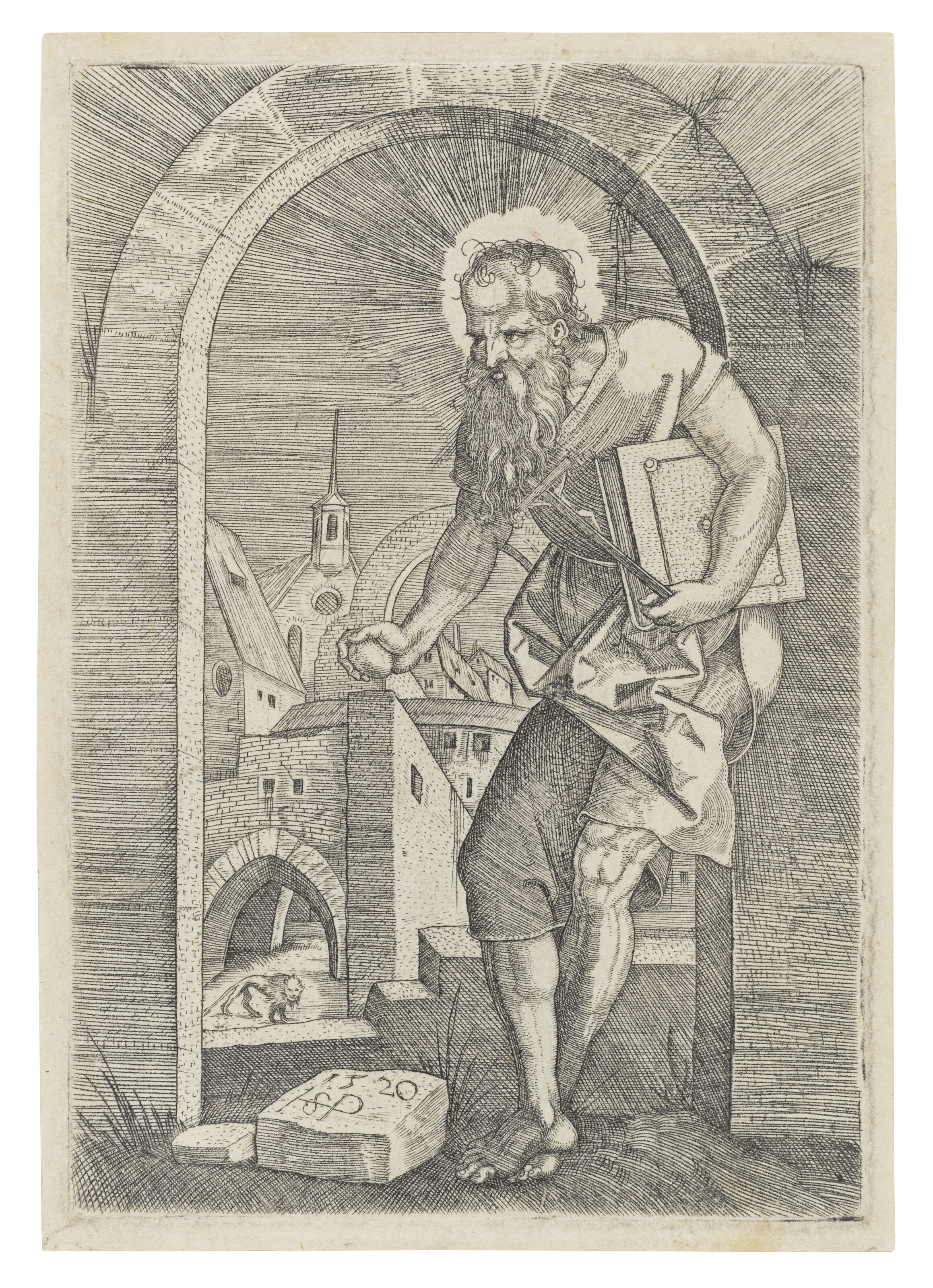Hans Sebald Beham | Saint Jerome standing underneath an Arch (1520 ...