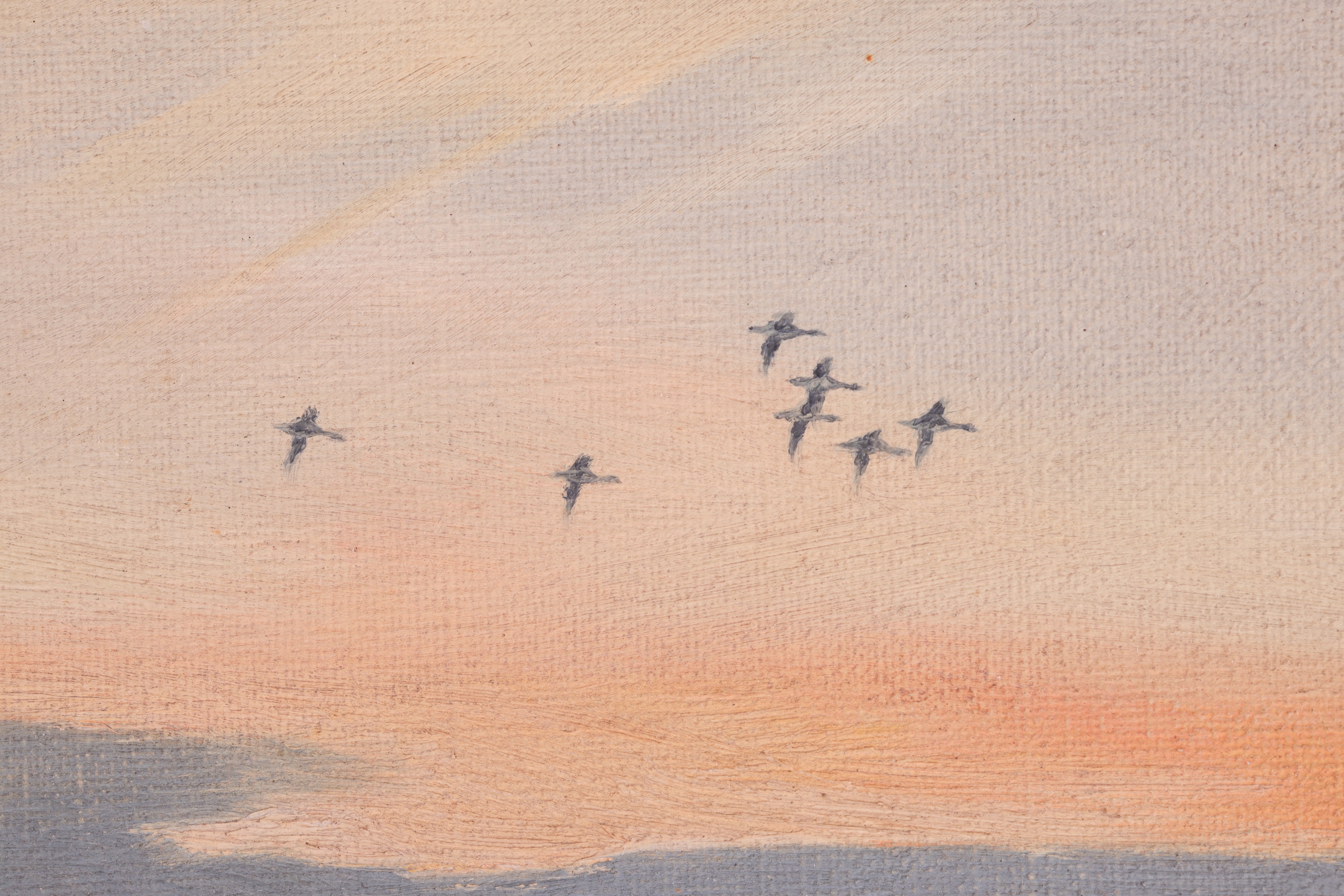 Peter Markham Scott | Wild Ducks in Flight at Sunset (1936) | MutualArt