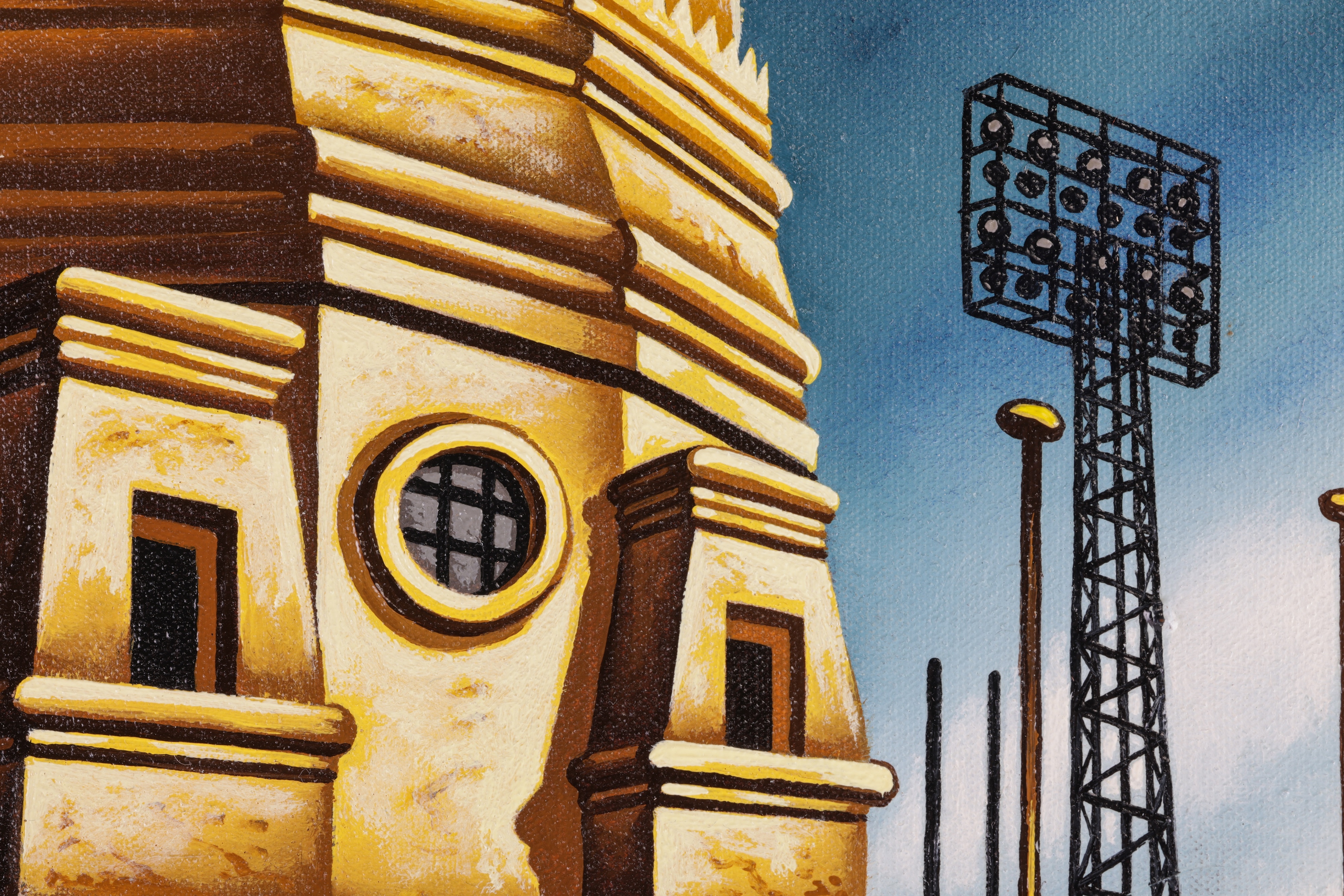 Artwork by John Duffin, Times Up (Wembley Stadium) (2001, Made of oil on canvas