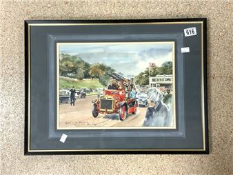 ALAN CRISP INK AND WATERCOLOUR DRAWING DATED 1960; THE BRIGHTON RUN - Alan Crisp