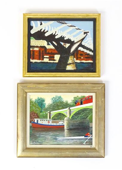 Two bridge scenes by Edward Vulliamy, 20th century