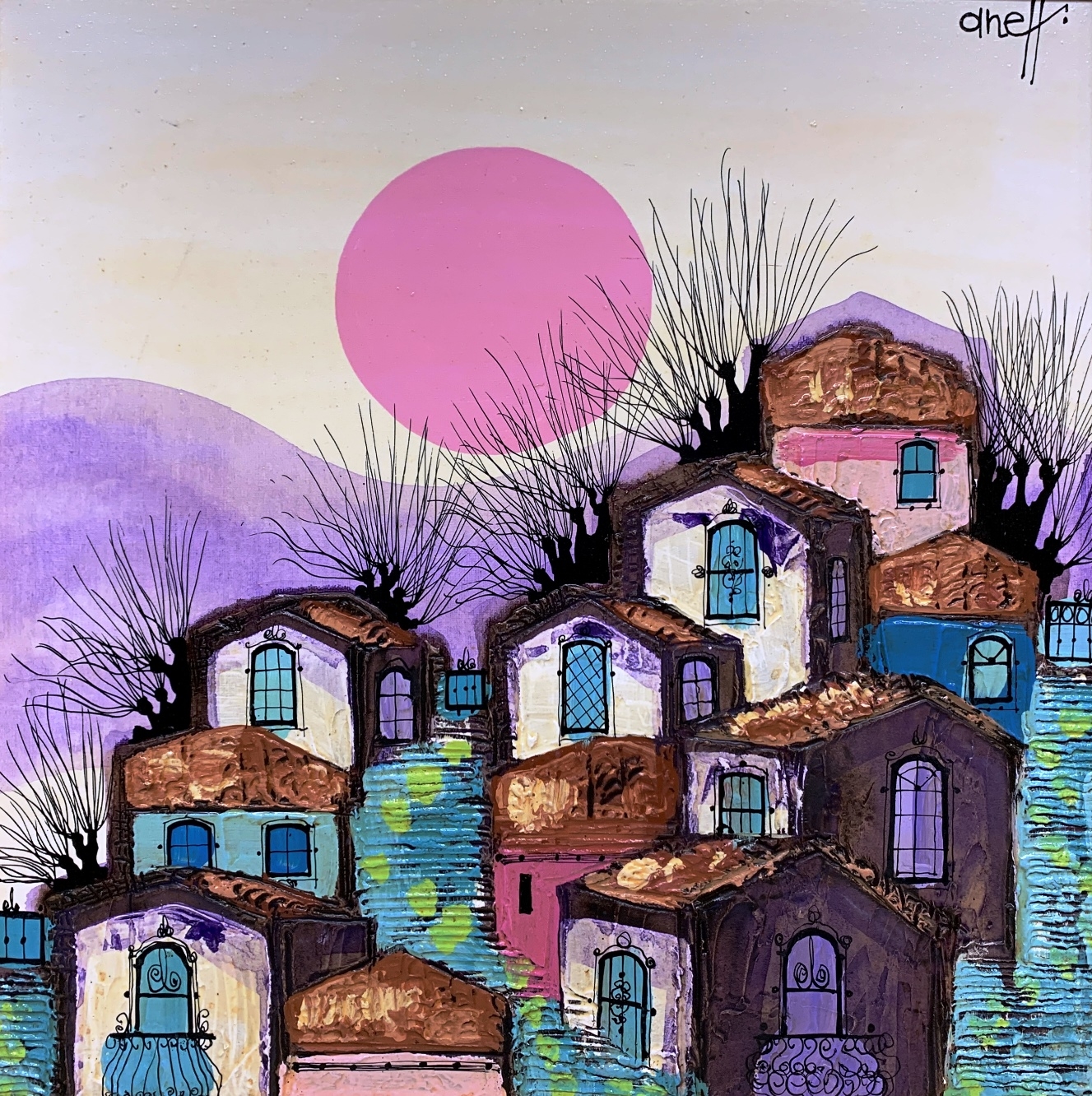 Artwork by Liny Aneff, Pueblito colonial, Made of acrylic on canvas