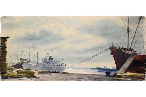 In Port by Georgiy Georgievich Lebedev, 1960s