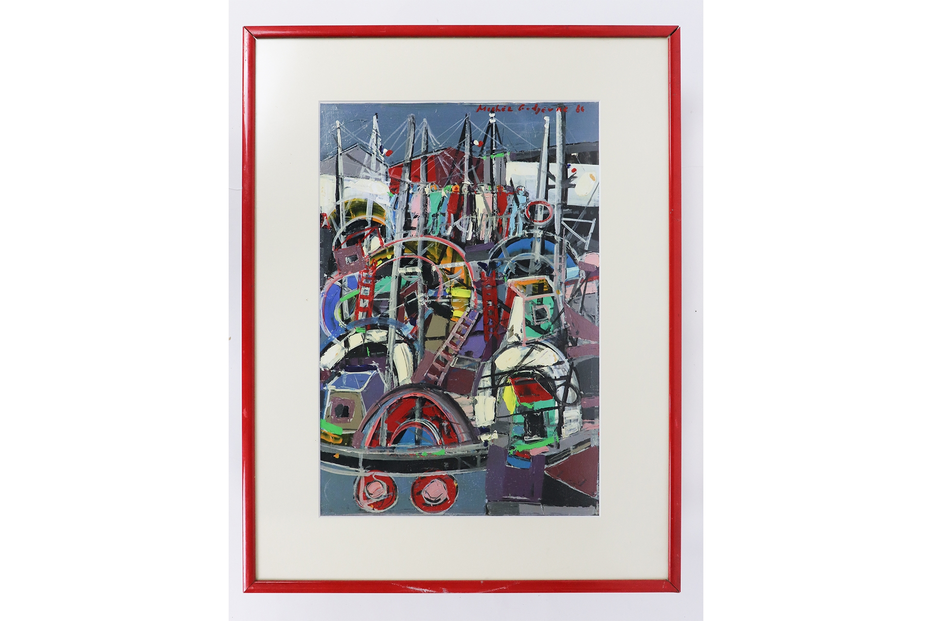 Artwork by Michel Godjevac, Vue de port Acrylique sur papier, Made of acrylic on paper