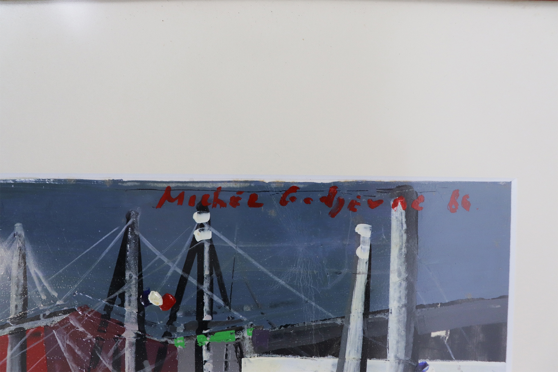 Artwork by Michel Godjevac, Vue de port Acrylique sur papier, Made of acrylic on paper