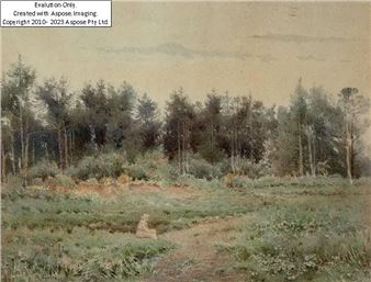 British 1840-1936-  Landscape with a seated figure by a path - Alice Squire
