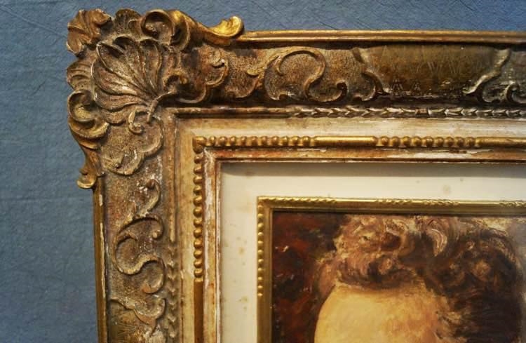 Artwork by Pietro Carena, Carena Pietro ''Busto di ragazzo'' f.to e datato 1955. Dipinto ad olio su tela ( cm 28x19). Scuola italiana del '900. Cornice dorata, Made of olio su tela