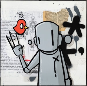 Artwork by Chris RWK, True Blue Friends, Made of Mixed media on canvas