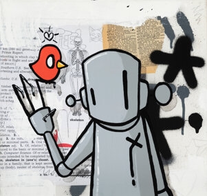 Artwork by Chris RWK, True Blue Friends, Made of Mixed media on canvas