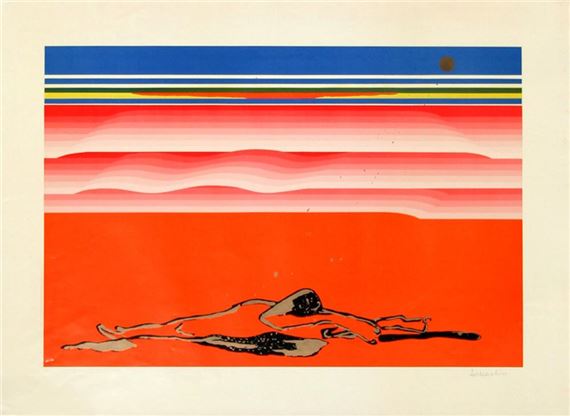 Indian Lying on Beach by M. Debashis, circa 1979