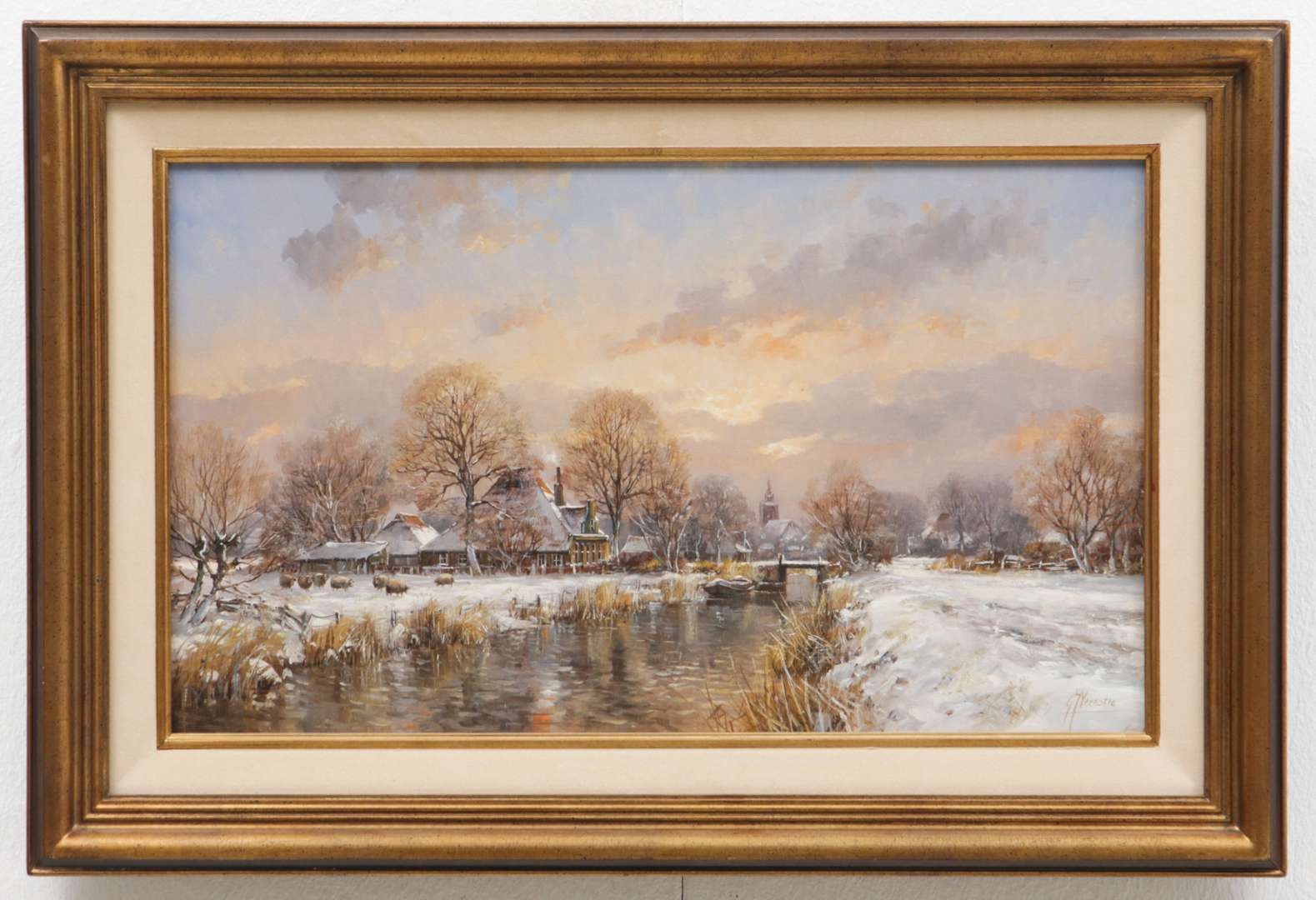 Artwork by Gert-Jan Veenstra, Sneeuwlandschap met boederij, Made of oil on canvas