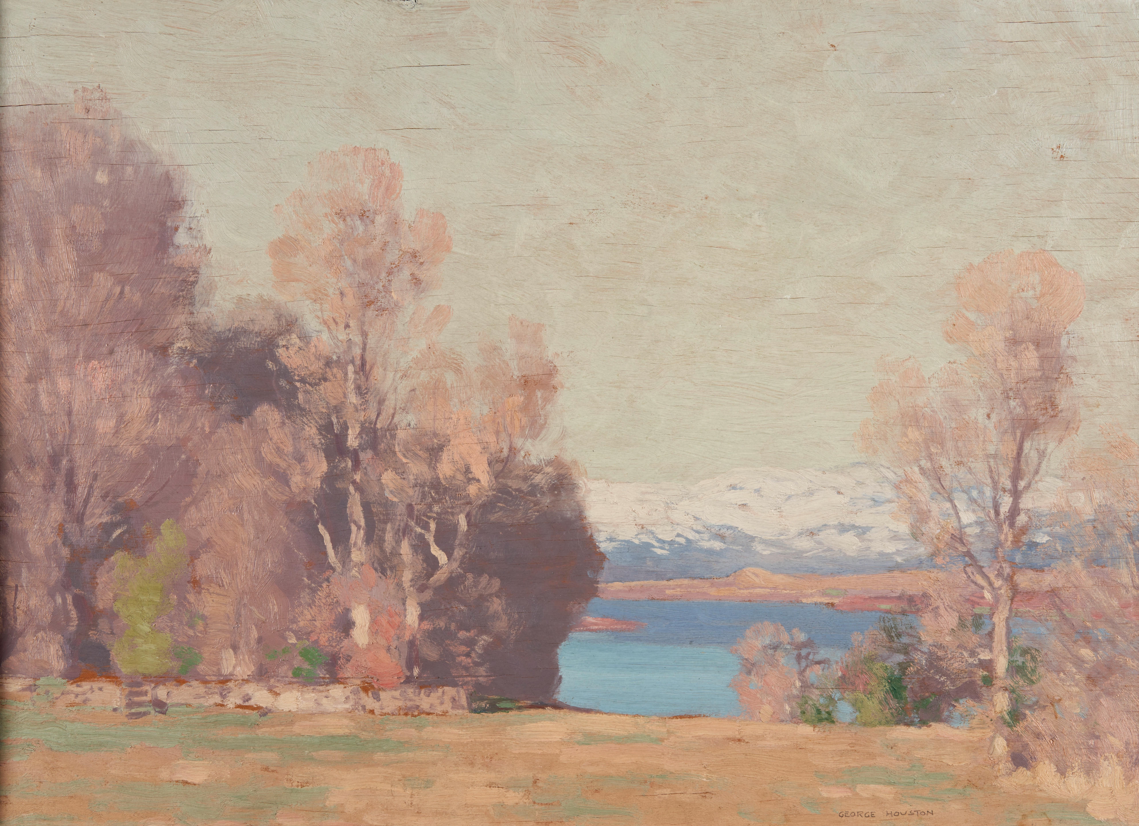 George Houston | A Landscape with a Lake and Distant Snow-Capped ...