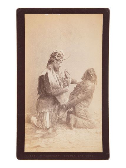 NATIVE AMERICANS] DE GROFF, Edward, photog. 2 boudoir cards of a Haida shaman. Sitka, AK, ca 1890 - Edward de Groff