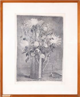 Pewter and dried flowers, 1965 - Giovanni Barbisan
