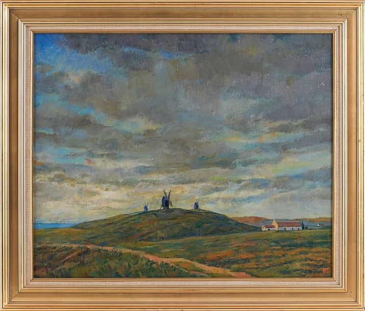 Artwork by Roger Deverin, Roger DEVERIN (1884 - 1973) "Les Moulins, Made of huile sur toile