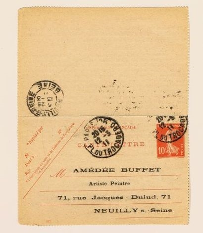 Artwork by Amédée Buffet, Autographe) AISNE (02) – Emile DRIANT (Neufchâtel-sur-Aisne