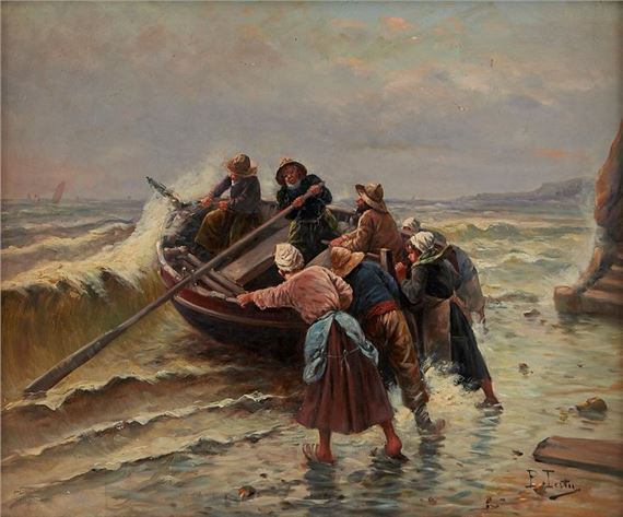 Pierre Testu | Pierre TESTU (XIX-XX) - Departure of fishing oil on ...