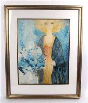 Young woman in a blue bathrobe - Nicole Rousseau-Grolee