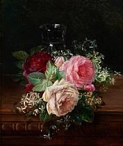 Jetée de roses sur entablement by François Joseph Huygens, 1877