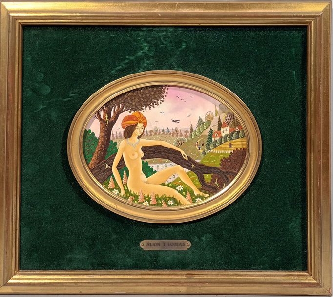 Artwork by Alain Thomas, Sultane au collier bleu, Made of oil on panel