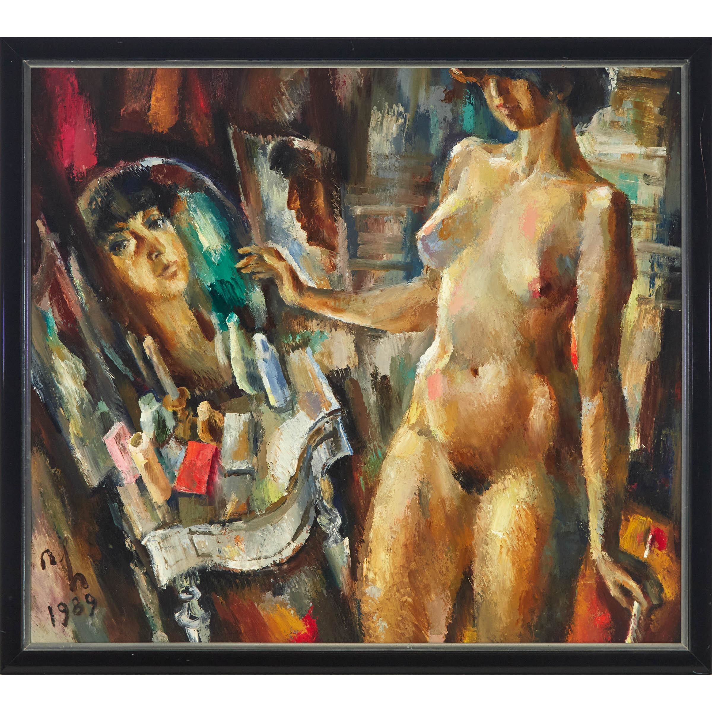 Artwork by Yuri Chikvaidze, TRIPLE PORTRAIT OF A WOMAN, Made of oil on board