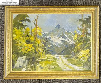 Allan Crombie - Mountain Scene - Oil on board - Allan Crombie
