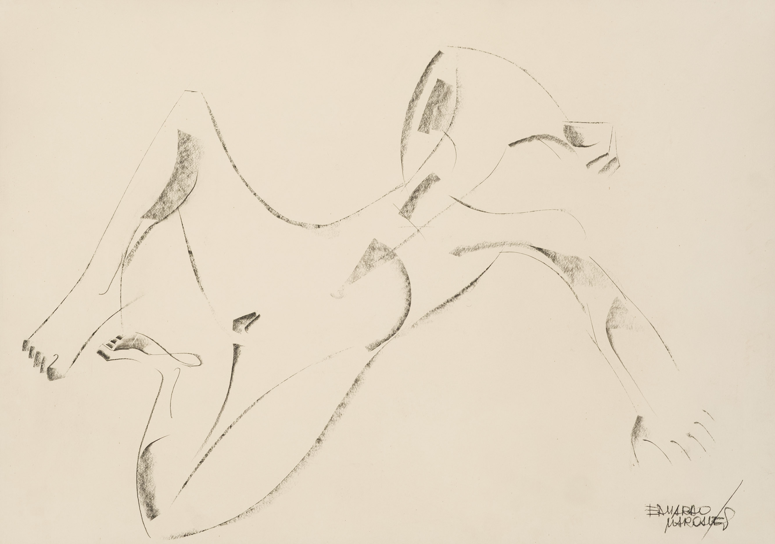 Artwork by Eduardo Marquis, Figure, Made of Charcoal drawing on paper