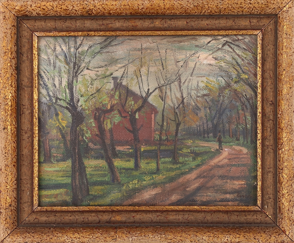 Artwork by Josef Sedivy, ČERVENÝ DOMEK, Made of oil on canvas