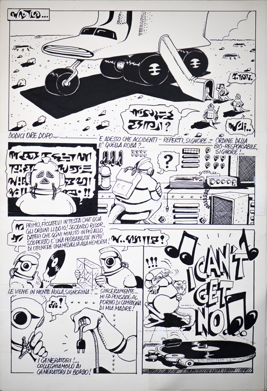 Artwork by Stefano Disegni, "1984 long live rock"., Made of Technique : Marker on paper