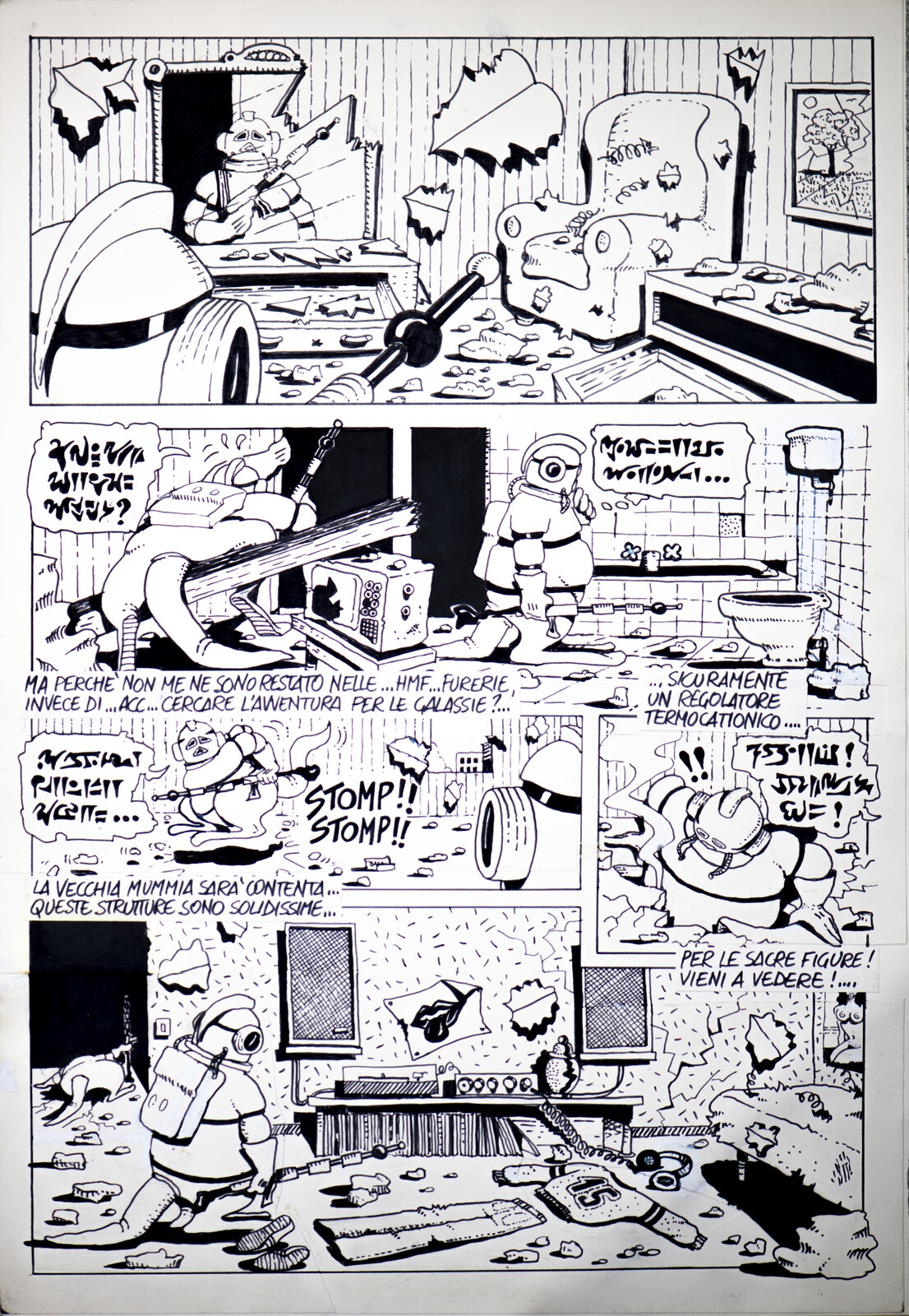 Artwork by Stefano Disegni, "1984 long live rock"., Made of Technique : Marker on paper