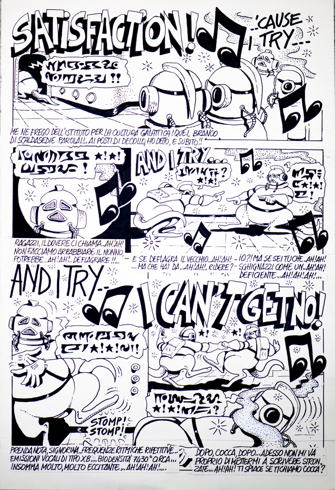 Artwork by Stefano Disegni, "1984 long live rock"., Made of Technique : Marker on paper