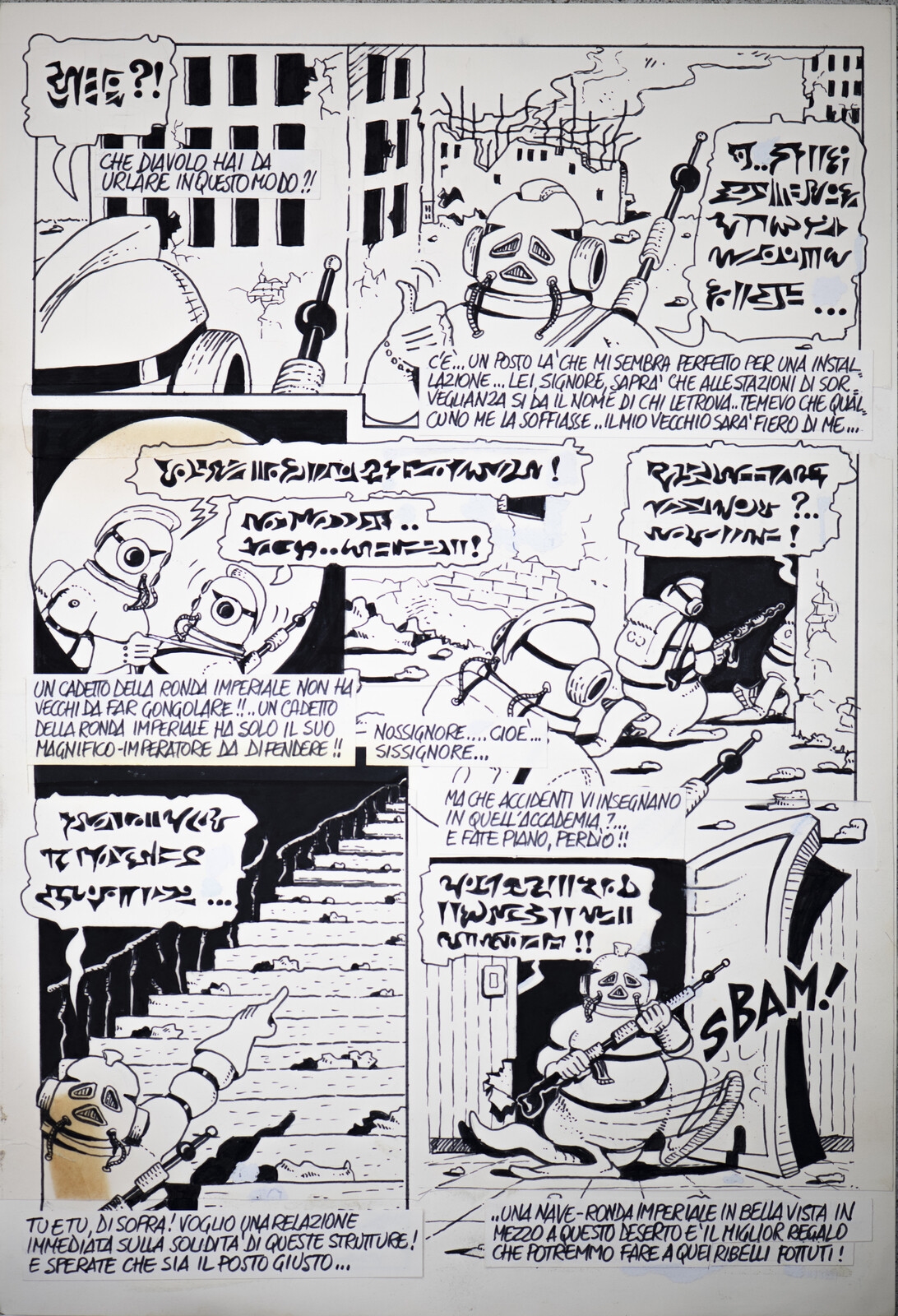 Artwork by Stefano Disegni, "1984 long live rock"., Made of Technique : Marker on paper