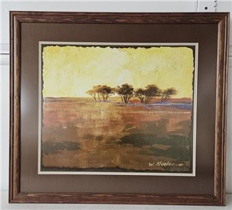 AS) Desert Landscape By W Krocker 30" By 26 - W. Krocker
