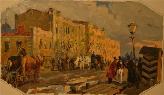 Sketch for the theatre decoration by Viktor Vikhtinsky, mid 20th century