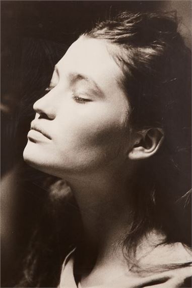 Untitled, portrait of a woman in profile, closing her eyes (Wyoming Brandi)